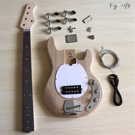 5 String Electric Bass Guitar Kit Ashwood Guitar Body Maple Bass Guitar Neck Unfinished Diy