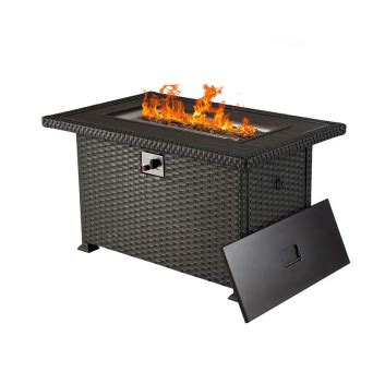 Rattan Propane Gas Fire Pit Table Btu W Windguard Aluminum