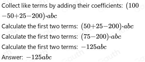 Solved: 100 a b c-50 a b c+25 a b c-200 a b c [Math]