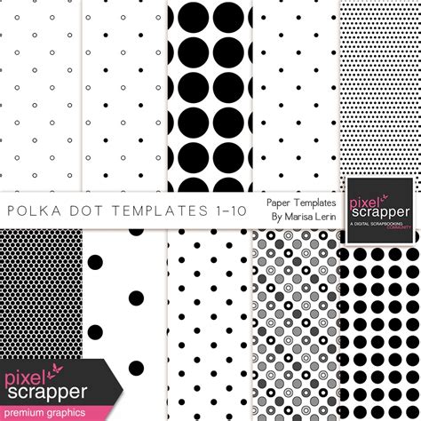 Polka Dot Paper Templates 1 10 Kit By Marisa Lerin Graphics Kit Digital