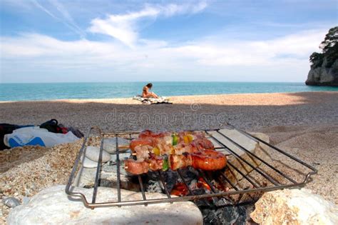 Beach Bbq Stock Photo Image Of Pork Beef Chicken Rocks