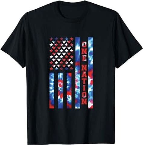 One Nation United States Patriotic American Flag Tie Dye T Shirt