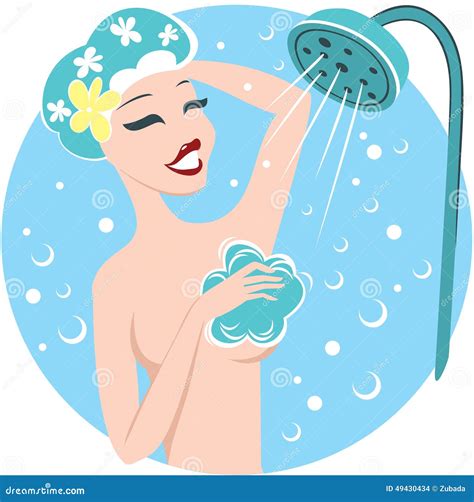 Young Woman Taking Shower Stock Vector Illustration Of Girl 49430434