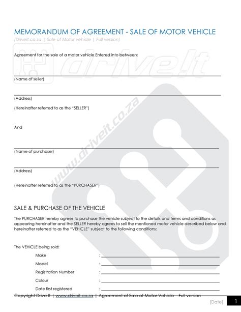 42 Printable Vehicle Purchase Agreement Templates Templatelab