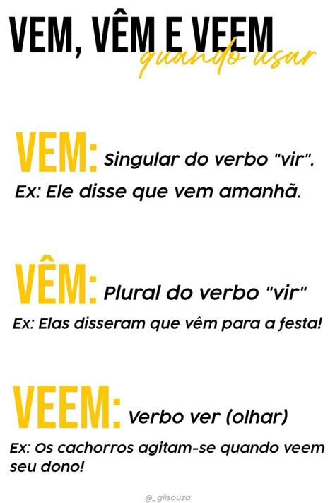 Vem E Vêm Exemplos - Vem, vêm e veem mapa mental | Writing tips, Study notes, Study organization
