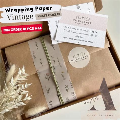 Jual Wrapping Paper Vintage Craft Coklat Paket Olshop Kertas