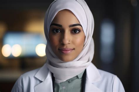 Premium Ai Image Closeup Of A Female Doctor Wearing A Hijab And Lab