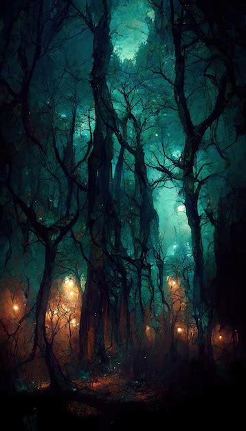 Premium Photo | Realistic haunted forest creepy landscape at night ...