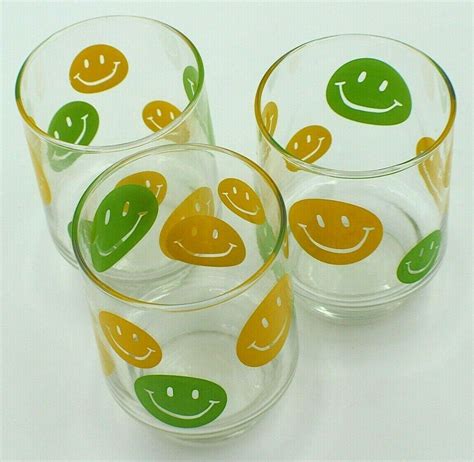 Libbey Glass Smiley Face Emoji Tumblers Retro S Set Of