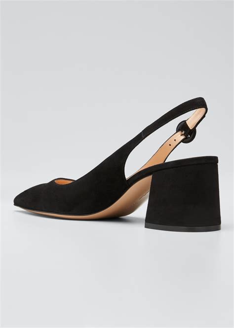 Gianvito Rossi Suede Block Heel Point Toe Slingback Pumps Bergdorf