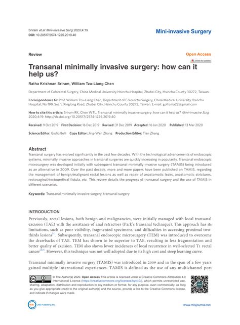 Pdf Transanal Minimally Invasive Surgery How Can It Help Us