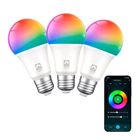 Kit 3 Lâmpadas Smart Led Rgb Wi fi Google Alexa Inteligente Frete grátis