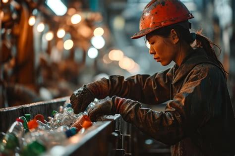 Premium Photo Worker Sorting Recyclable Materials In Industrial Facility