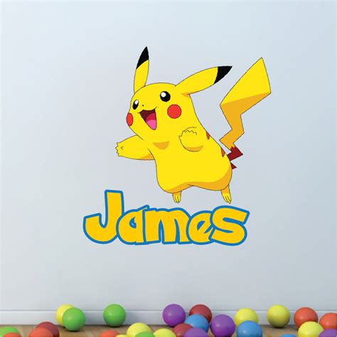 Kids Custom Pikachu Pokemon Name Decal - Pokemon Room Themed Decor ...