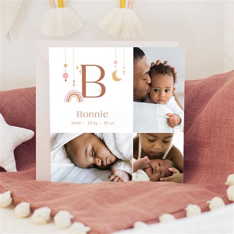 Faire Part Naissance Lettrine Arc En Ciel Popcarte