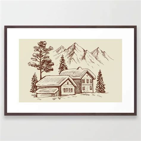 The Hand-Drawn Landscape Framed Art Print | Framed art prints, Art ...