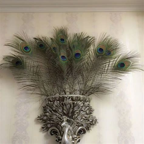 PLUME DE DECORATION As Shown Plumes De Paon Naturelles Lot De 10