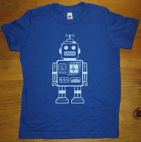 Robot Shirt Retro Robot Kids Shirt 8 Colors Available Etsy