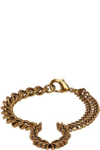 Fred Perry Gold Double Chain Laurel Wreath Bracelet SSENSE Canada