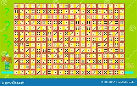 Logic Puzzle Game Find The Way From Start Till End Following By Chain