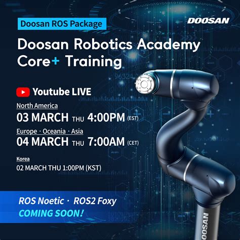 Stay Tuned Youtube Live On Doosan Ros Training Training Education