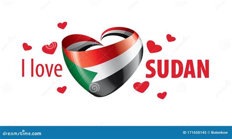 National Flag Of The Sudan In The Shape Of A Heart And The Inscription