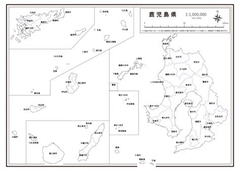 P3鹿児島県：市町村名 K Kagoshima P3 楽地図 日本全国の白地図ショップ