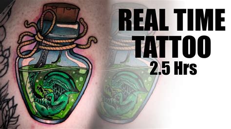 REAL TIME TATTOO Neotraditional Alien Tattoo YouTube