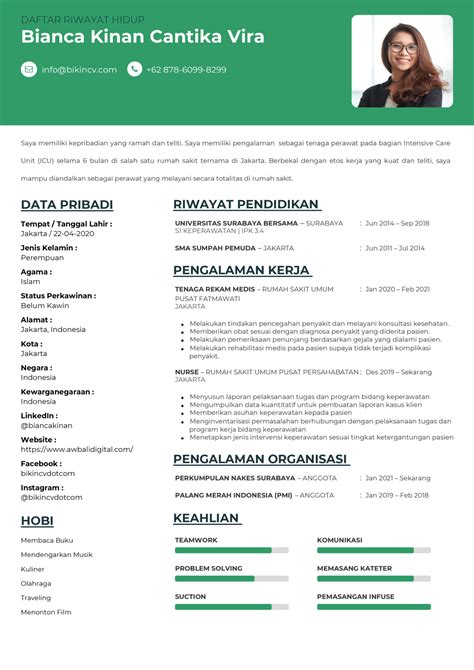 Contoh Cv Dokter Perawat Nakes Untuk Melamar Kerja Blog Bikincv