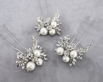 Vintage Style Pearl Hair Pin Pearl Crystal Floral Hair Pin | Etsy