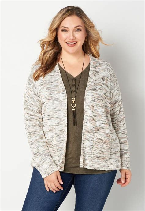 Plus Size Multi Colored Space Dye Cardigan Sweater Cardigan Plus Size Sweaters Sweaters