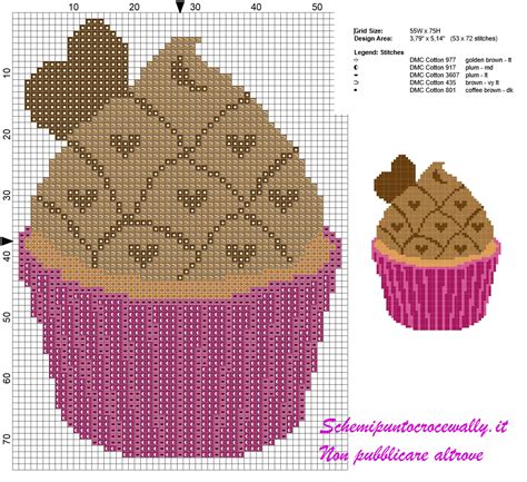 Schema Punto Croce Cupcakes Con Cioccolato E Cuoricini Schemi Punto