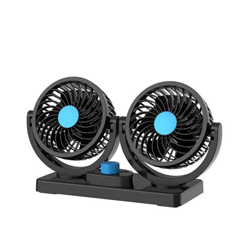 360 Degree Rotatable Dual Head High Power Car Fan For 12V 24V Vehicles