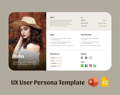 UX Persona Template User Persona Easy Modern Template Fully Editable in Powerpoint and Google ...