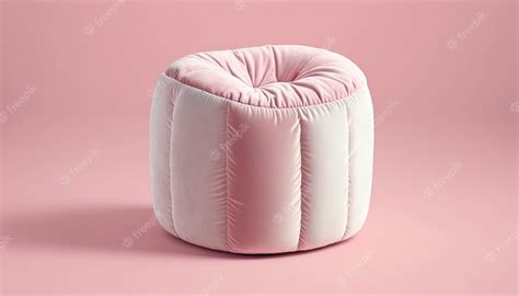 Premium Photo | A pink and white bean bag chair sits on a pink background.