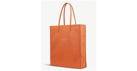 Smythson Kingly Leather Tote In Orange Lyst