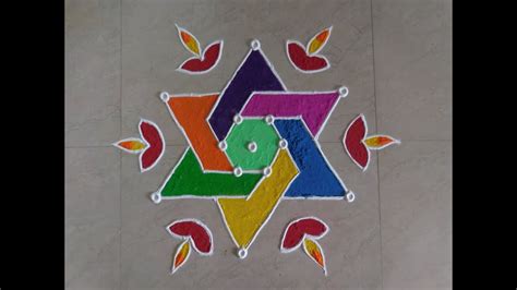 Dots Rangoli Design 9 X 5 Easy Kolam Design With 9 X 5 Dots Diwali