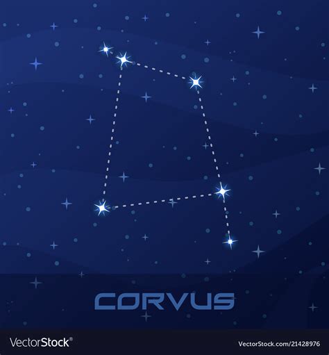 Constellation Corvus Crow Night Star Sky Vector Image