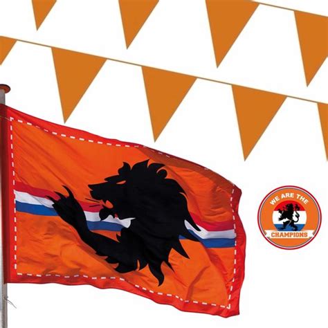 Ek Oranje Straat Huis Versiering Pakket Met Oa 2x Mega Holland Vlag