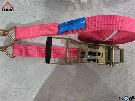 50mm 5000kg 10m Red Lashing Belts Straps With Yellow Galvanized Long