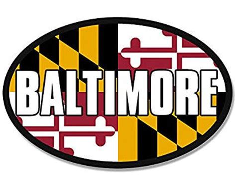 Oval Baltimore Sticker Maryland Flag City Md Decal Etsy