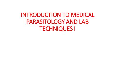 Solution Introduction To Parasitology Studypool