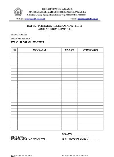 Top PDF 5 FORMAT SARANA DAN PRASARANA Lab Komputer 03 Format Persiapan