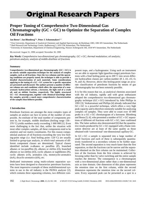 Pdf Proper Tuning Of Comprehensive Two Dimensional Gas Chromatography