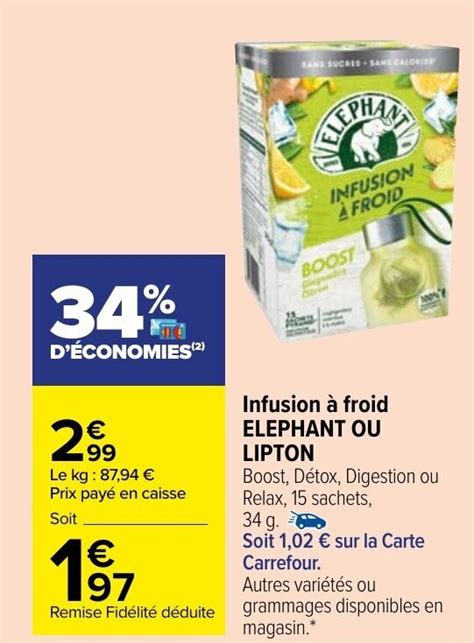 Promo Elephant Ou Lipton Infusion Froid Chez Carrefour Market