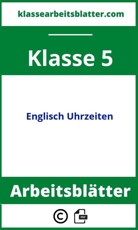 Arbeitsbl Tter Englisch Klasse Uhrzeiten