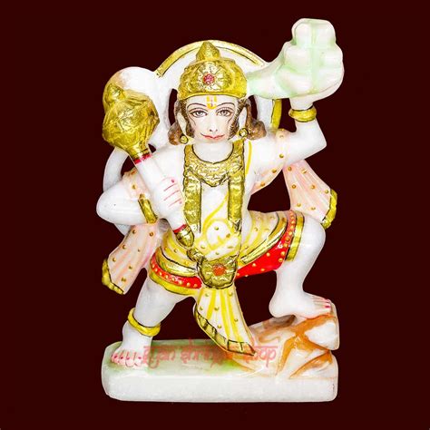 Hanuman Statue In Standing Pose In White Marble Hanuman Ji Idol For