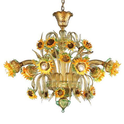 Girasole Sunflowers Murano Glass Chandelier