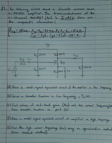 Solved The Following Circuit Shows A Discrete Common Chegg