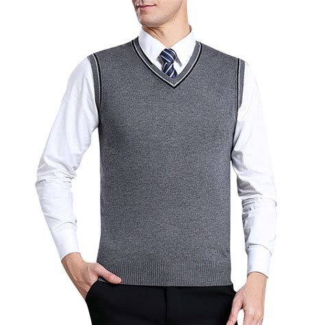 Mens Fashion Casual Jacquard V Neck Bottomed Plaid Shirt Sleeveless Sweater Vest Mens Designer